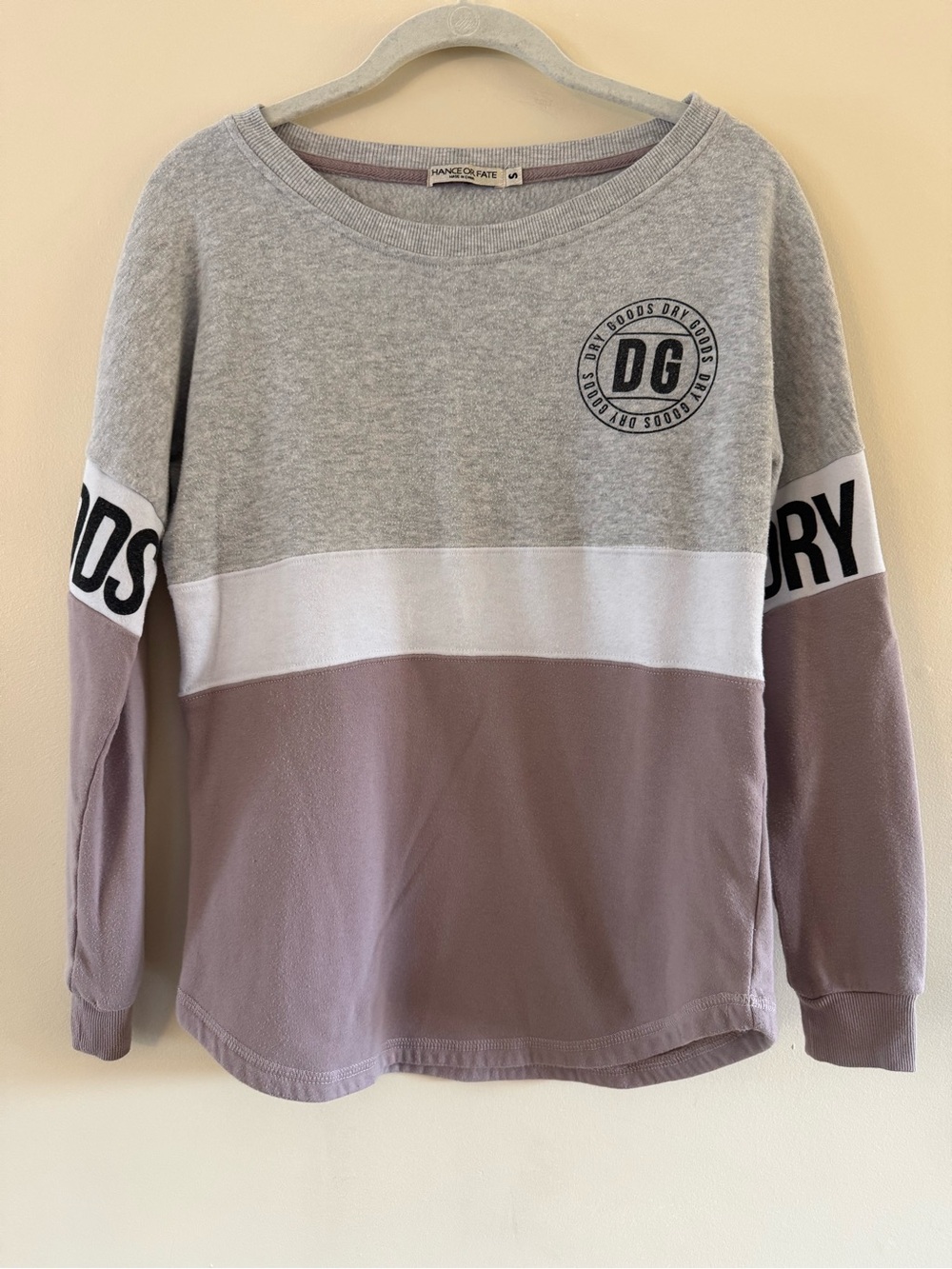 Chance or Fate women’s Grey, White & Mauve Colorblock Crewneck Sweatshirt